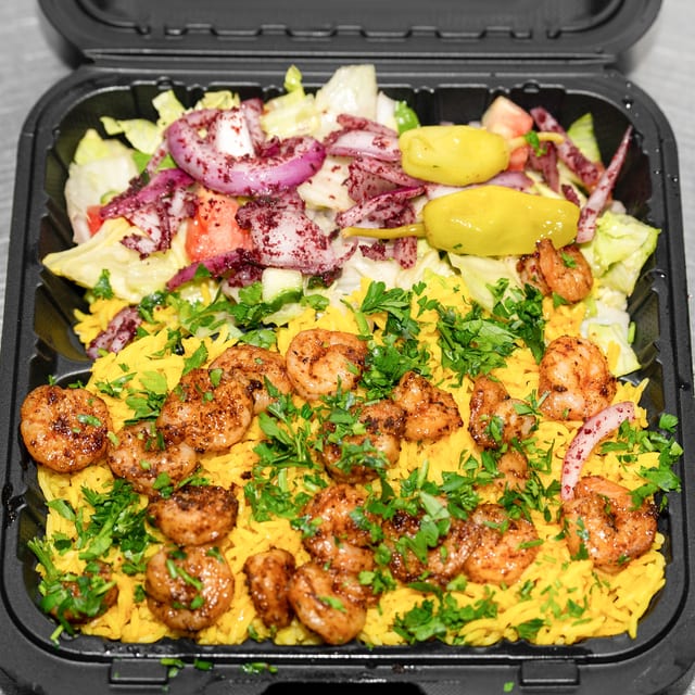 Grilled Shrimps On Rice.