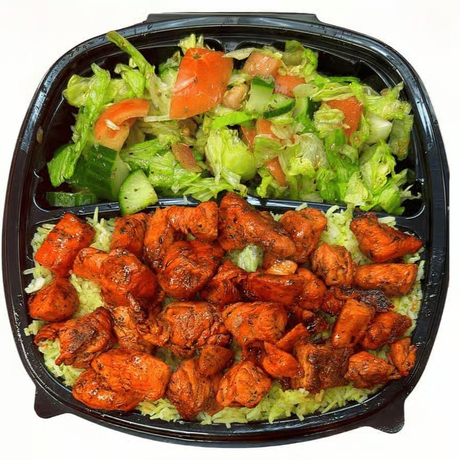 Spicy Grilled Chicken on Rice& Salad+ Soda.