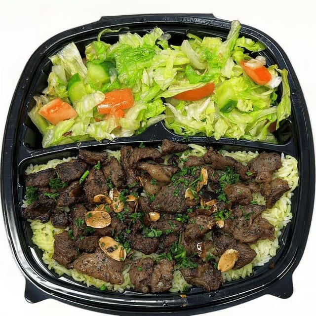 Grilled Lamb on Rice & Salad+Soda.