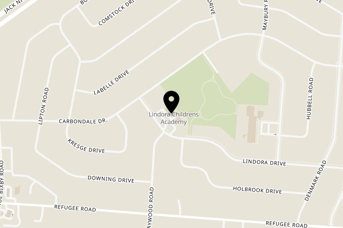 Map showing the location of Mr. Mando Restaurant on 4998 Lindora Dr in Columbus